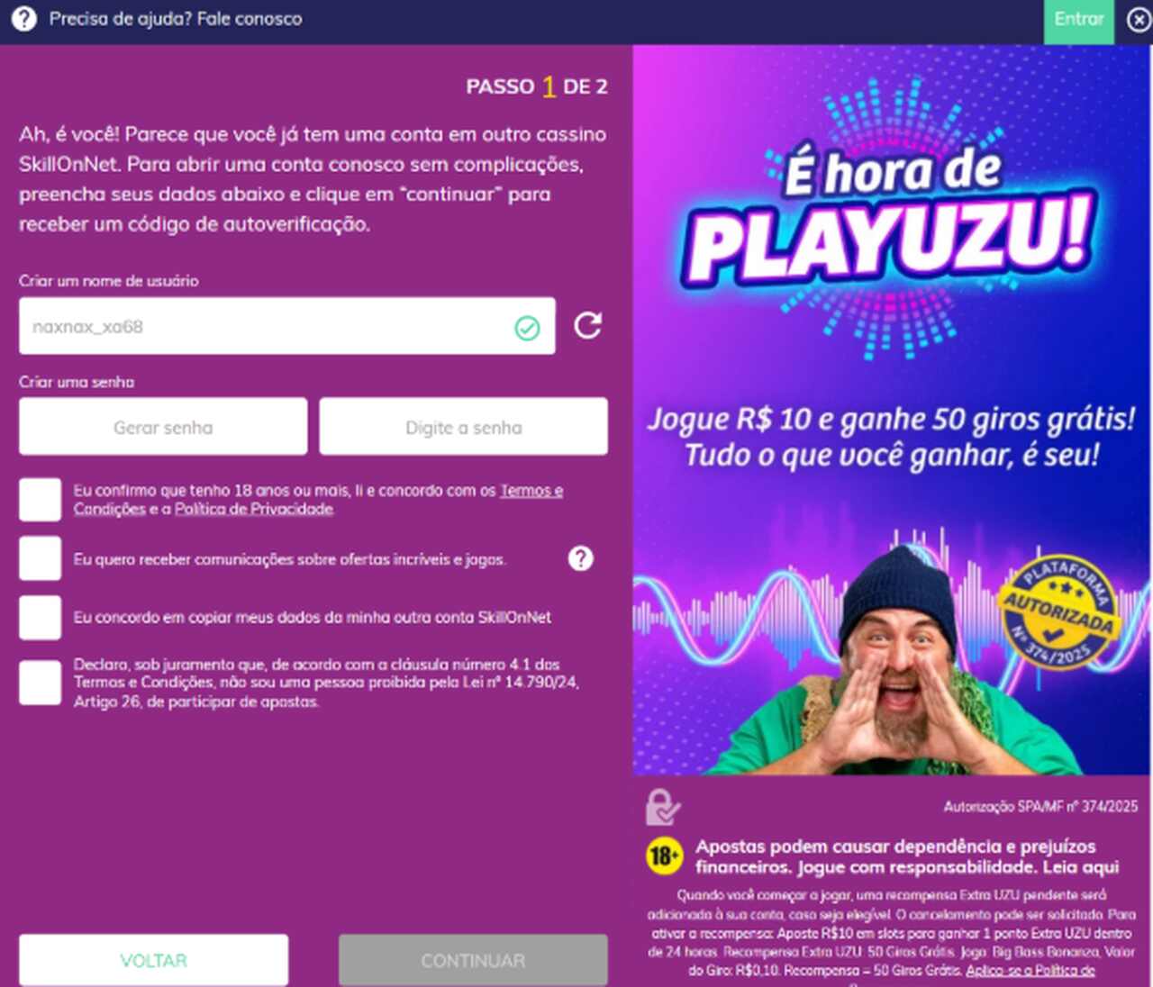 cadastro uzu_